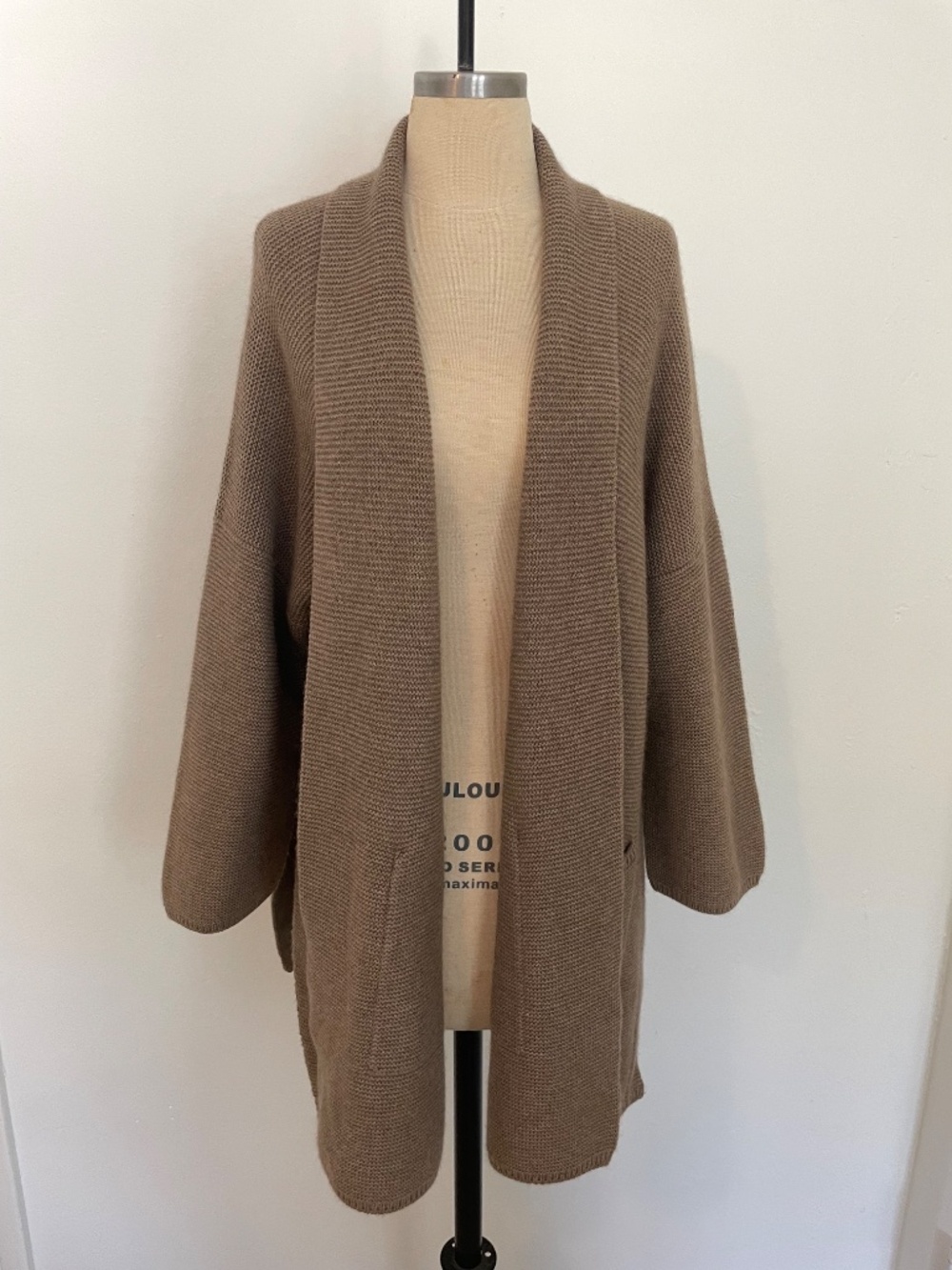 Malo 100% Cashmere Beige Open Cardigan Sweater, Oversized, Size IT 42 US Medium